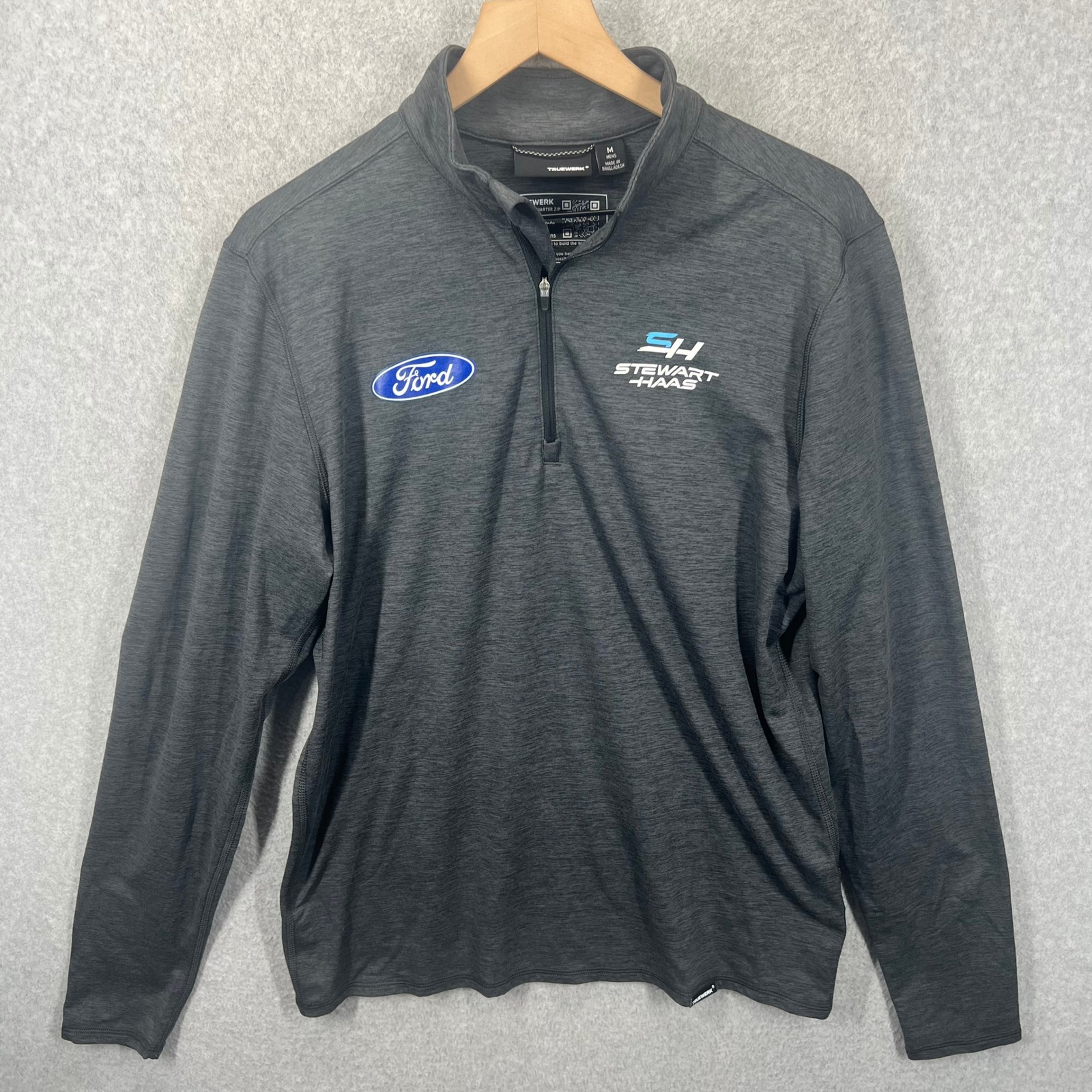 Truewerk B2 Quarter Zip Mens Medium Charcoal Gray Ford Stewart-Haas Racing Nwot